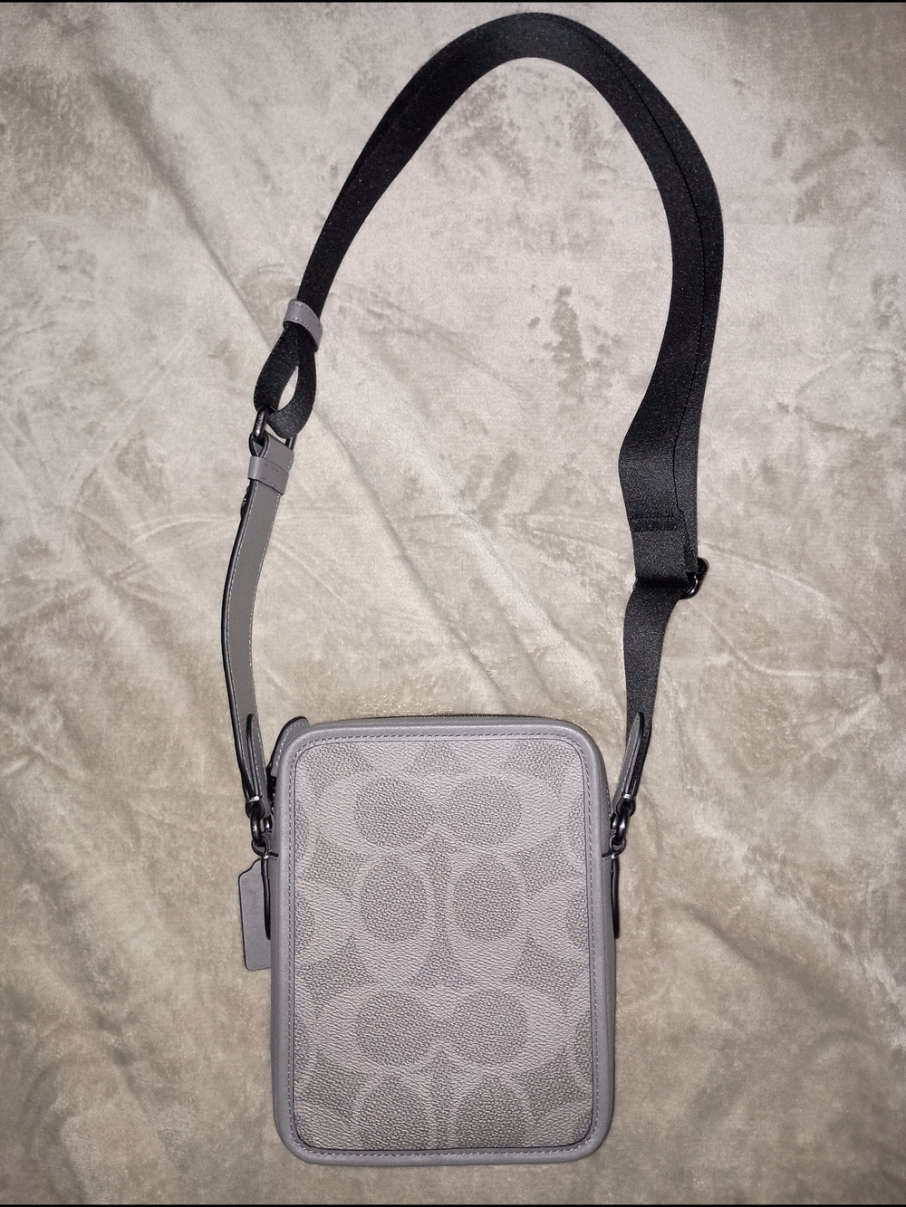 Coach Gray Messenger Bag with Burgundy Number Patch - Picture 2 of 11